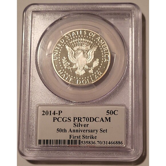 PCGS 2014 P Kennedy Silver Half Dollar Proof PR70 DCAM First Strike Moy Signed - Picture 2 of 2